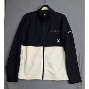 NWT Spyder Full Zip Fleece Lined Thermal Jacket Black Cream Medium